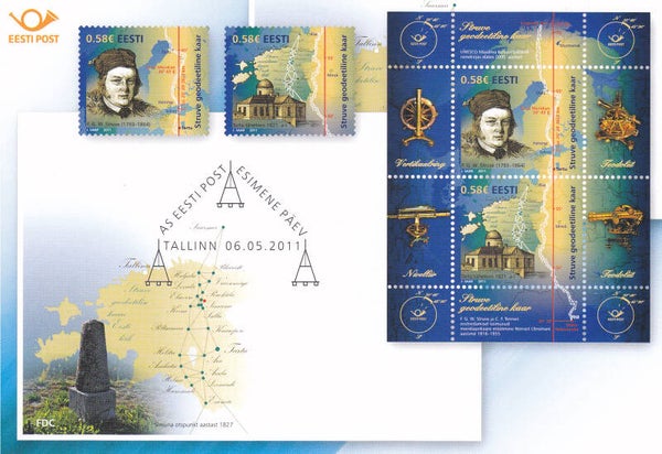 2103 Geodesy 2011 Estonia Instrument Theodolite Triangulation Struve Meridian info sheet