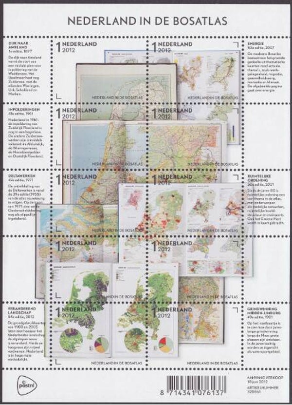 2103 Geodesy 2012 Netherlands Education Cartography Atlas souvenir sheet