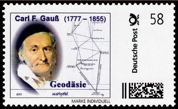2103 Geodesy 2013 Germany Triangulation Mathematician Carl Friedrich Gauss (D) stamp