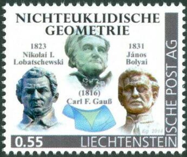 2103 Geodesy 2014 Liechtenstein Mathematician Carl Friedrich Gauss (D) stamp