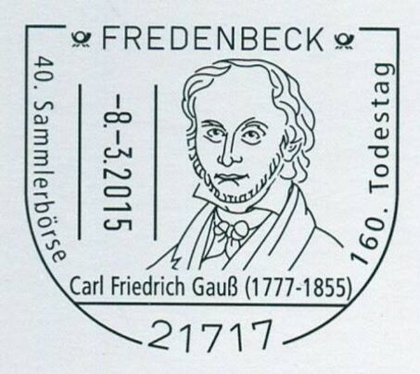 2103 Geodesy 2015 Germany Mathematician Carl Friedrich Gauss (D) postmark