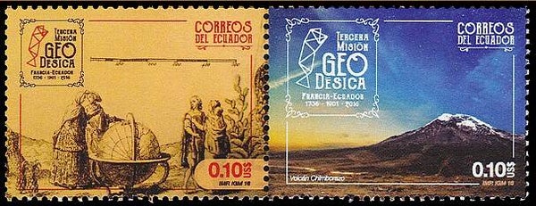 2103 Geodesy 2016 Ecuador Triangulation Globe strip of 2