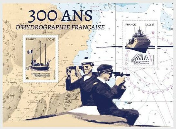 2103 Geodesy 2020 France 300 years French Hydrography Cartography Maps Instruments souvenir sheet