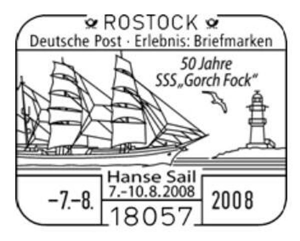 2103 Shipping 2008 Germany Sailingship SSS Gorch Fock (D) postmark