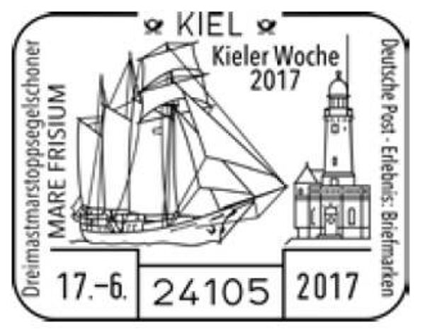 2103 Shipping 2017 Germany Sailing ship Mare Frisium (NL) postmark