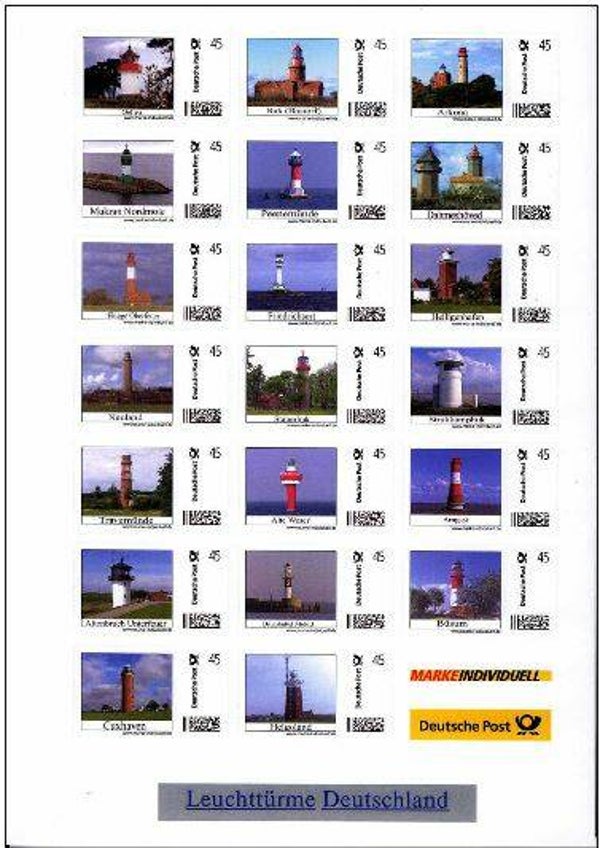 Lighthouses Germany sheet self adhesive