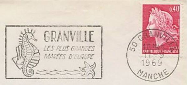 2106 Animals 1969 France Seahorse postmark