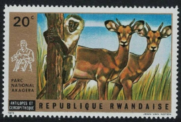 2106 Animals 1972 Rwanda Monkey stamp