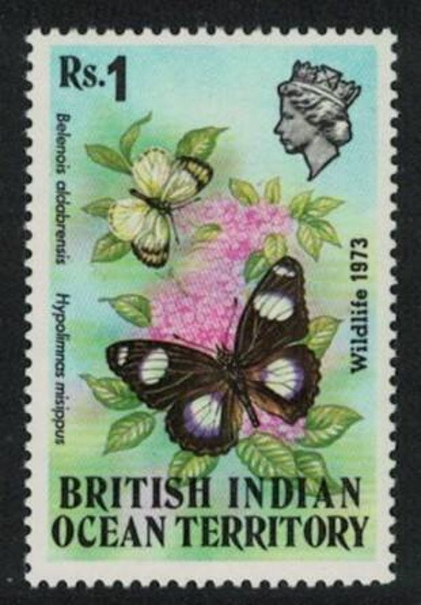 2106 Animals 1973 BIOT Insects Butterflies (Belenois aldabrensis) stamp