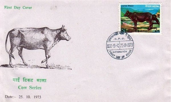Animals 1973 Nepal Cattle Cows FDC 1
