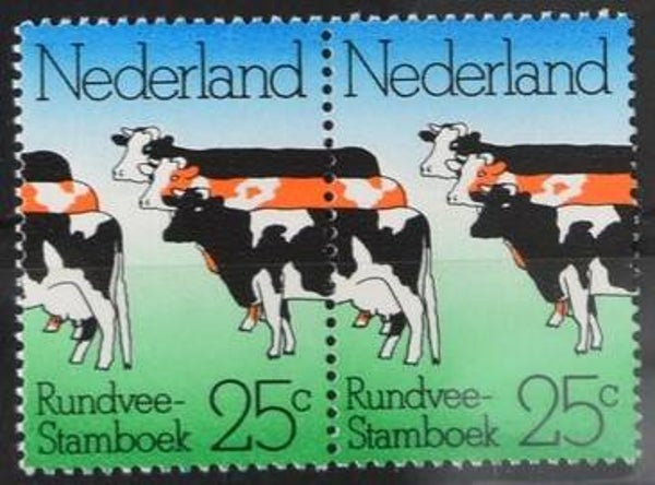 Animals 1974 Netherlands Cattle Cows strip of 2
