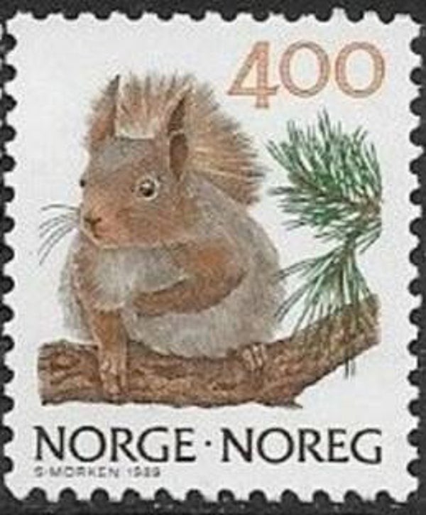 2106 Animals 1989 Norway Squirrels (Sciurus vulgaris) Red Squirrel stamp