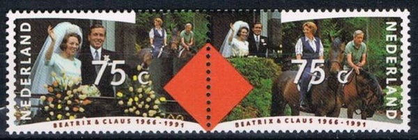 Animals 1991 Netherlands Horses strip of 2