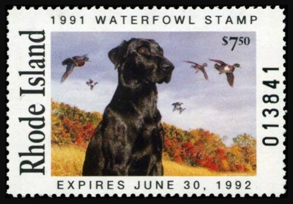 2106 Animals 1991 USA Rhode Island Dogs Black Labrador waterfowl stamp