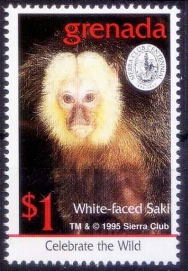 2106 Animals 1995 Grenada Monkeys (Pithecia pithecia) White-faced Saki stamp