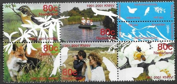 2106 Animals 2001 Netherlands Foxes (Vulpes vulpes) Red Fox block of 5