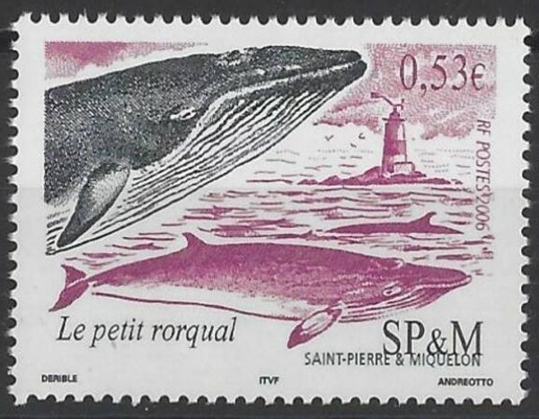 2106 Animals 2006 St Pierre & Miquelon Marine Life Whales (Baleanoptera acutorostrata) Northern Minke Whale stamp