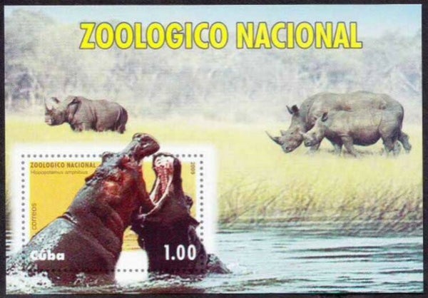 2106 Animals 2009 Cuba Rhinos block