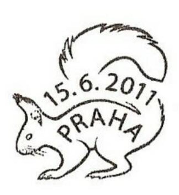 2106 Animals 2011 Czech Republic (Sciurus vulgaris) Red Squirrel postmark