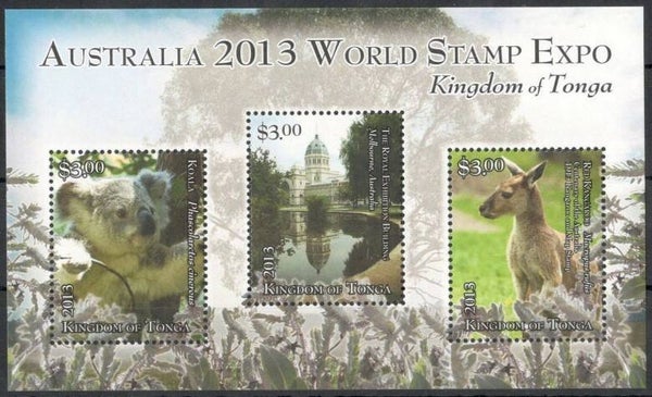 Animals 2013 Tonga Kangaroos (Osphranter rufus) Red Kangaroo souvenir sheet