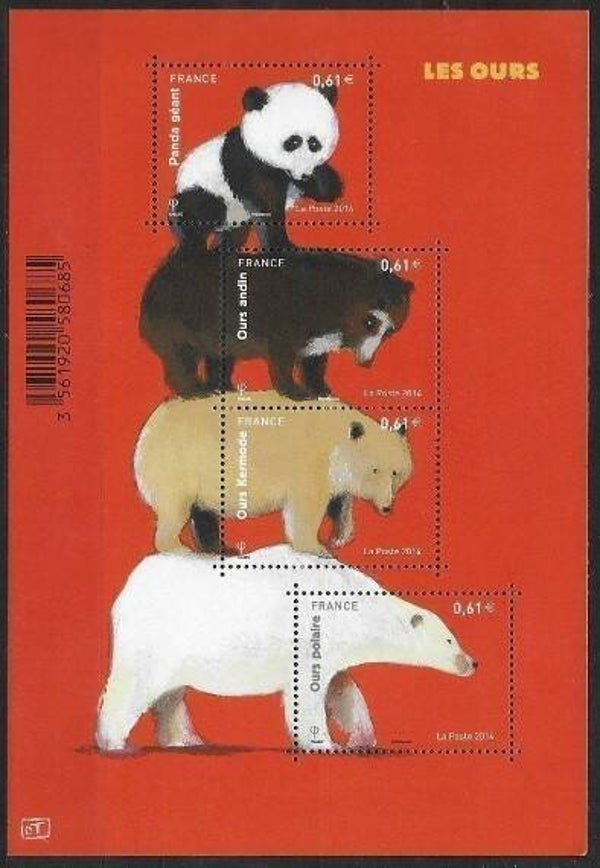 2106 Animals 2014 France Bears miniature sheet
