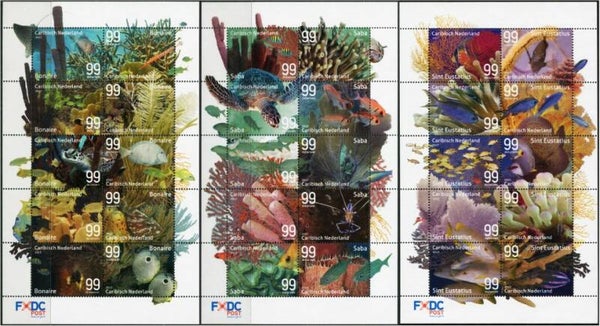 2106 Animals 2017 Caribbean Netherlands Fishes souvenir sheets