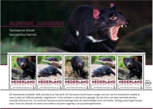 2106 Animals 2017 Netherlands (Sarcophilus harrisii) Tasmanian Devil souvenir sheet
