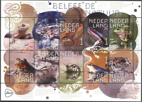 2106 Animals 2018 Netherlands Reptiles & Amphibians souvenir sheet