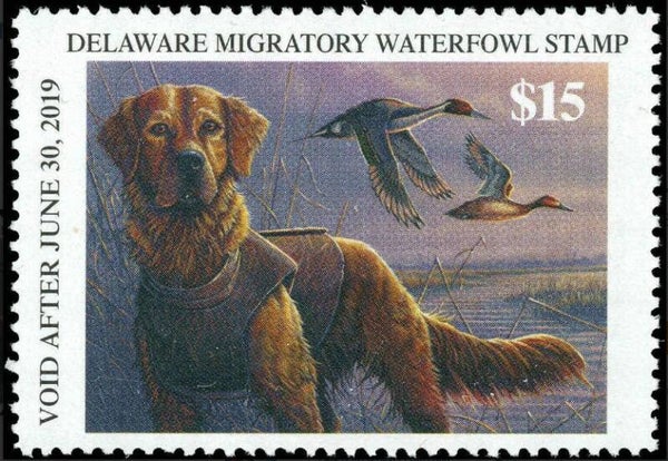 2106 Animals 2018 USA Delaware Dogs Golden Retreiver waterfowl stamp