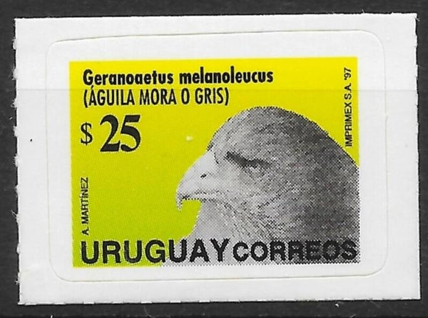 2106 Birds 1997 Uruguay Birds of Prey (Geranoaetus melanoleucus) Black-chested Buzzard-eagle stamp self adhesive
