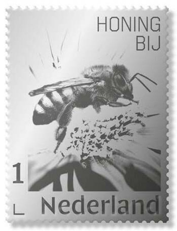2106 Insects 2021 Netherlands Bees (Apis mellifera) Western Honey Bee silver stamp
