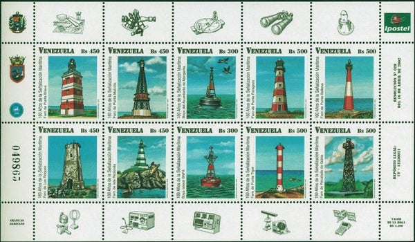 Lighthouses 2002 Venezuela sheet