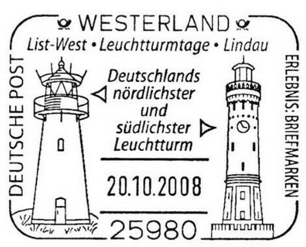 Lighthouses 2008 Germany List-West & Lindau postmark