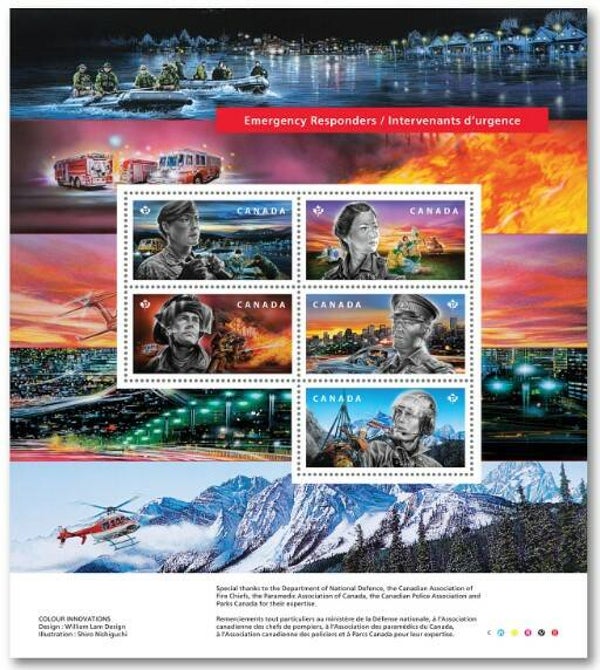 2106 Professions 2018 Canada Responders souvenir sheet