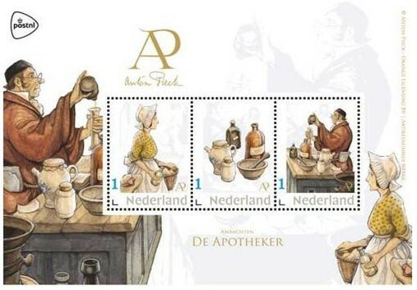 2106 Professions 2021 Netherlands Pharmacist Anton Pieck miniature sheet