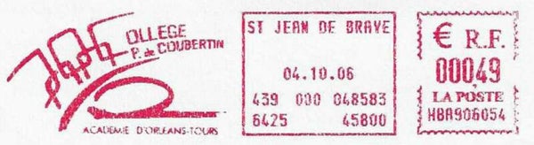 2106 Sports 2006 France Olympics Pierre de Coubertin meter