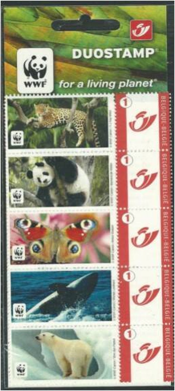 2110 Animals 2007 Belgium WWF duo stamp souvenir strip 1