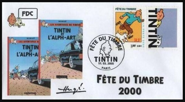 2110 Cartoons Comics BD 2000 France Tintin Kuifje Hergé FDC 1