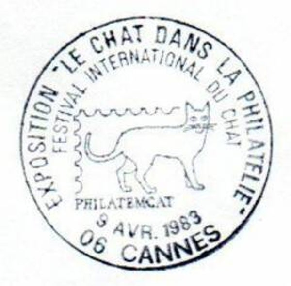 2110 Animals 1983 France Cats Cannes postmark