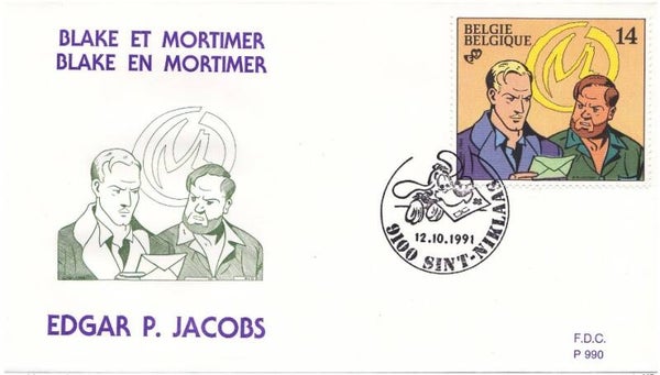 2110 Cartoons Comics BD 1991 Belgium Blake & Mortimer by Edgar P. Jacobs postmark Sint-Niklaas FDC