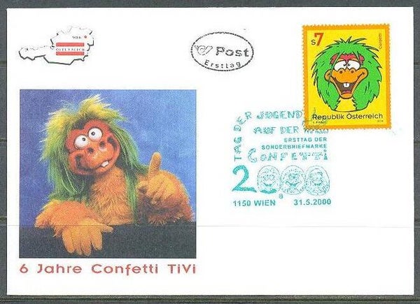 2110 Cartoons Comics BD 2000 Austria Confetti FDC 1