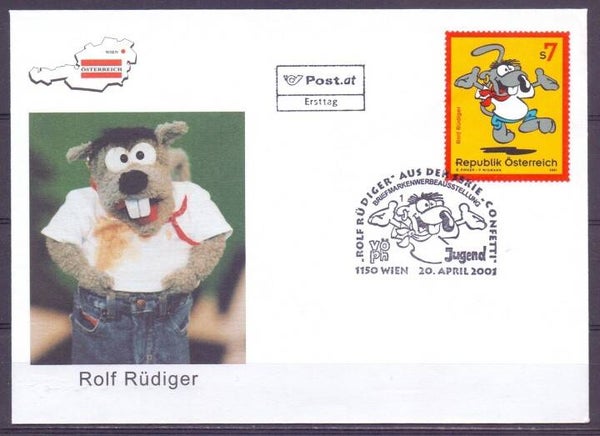2110 Cartoons Comics BD 2001 Austria Rolf Rüdiger Confetti FDC 1