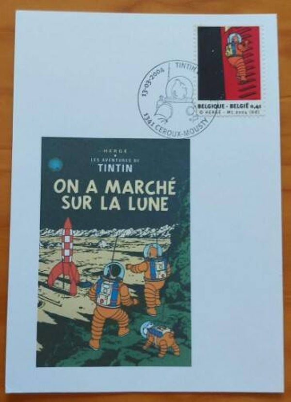 2110 Cartoons Comics BD 2004 Belgium Tintin Kuifje on the moon by Hergé postcard 2