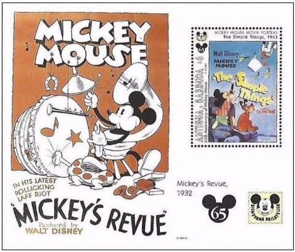 2203 Cartoons Comics BD 1993 Antigua & Barbuda Mickey Mouse 65th Anniversary block 2