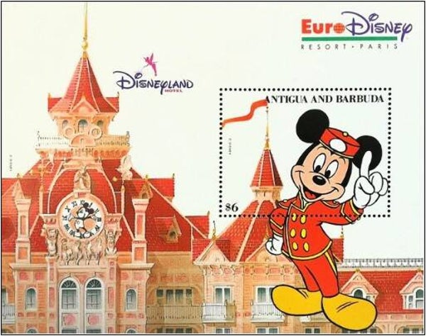 2203 Cartoons Comics BD 1993 Antigua & Barbuda Mickey Mouse Opening Euro Disneyland Paris block 2
