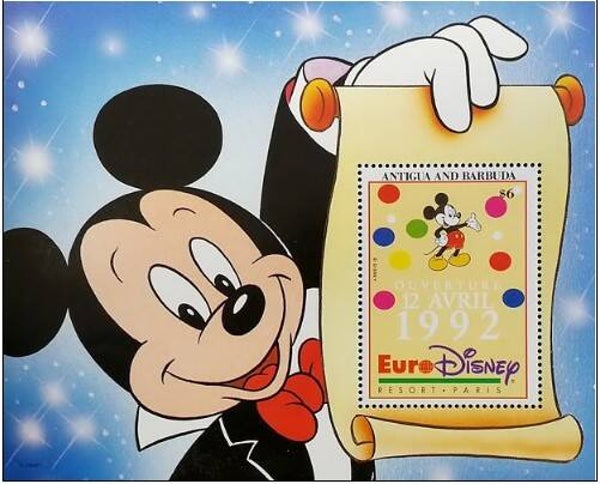 2203 Cartoons Comics BD 1993 Antigua & Barbuda Mickey Mouse Opening Euro Disneyland Paris block 3