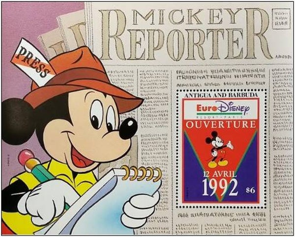 2203 Cartoons Comics BD 1993 Antigua & Barbuda Mickey Mouse Opening Euro Disneyland Paris block 4
