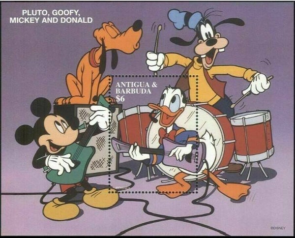 2203 Cartoons Comics BD 1997 Antigua & Barbuda Mickey Mouse Donald Duck Goofy Pluto block 2