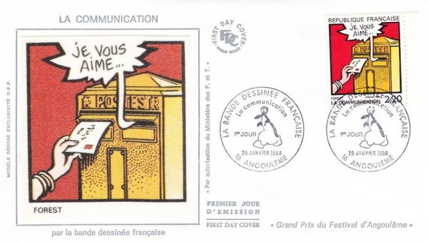 2207 Cartoons Comics BD 1988 France Communication Mailbox Post Forest FDC 1