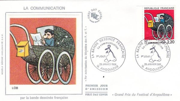 2207 Cartoons Comics BD 1988 France Communication Pram Baby Lob FDC 1